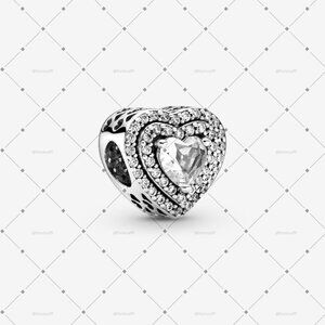 Pandora Sparkling Leveled Hearts Charm|Pendant